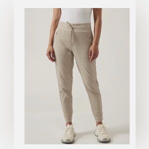Athleta Trekkie Joggers Size 2, Beige Jogger Pants with Zipper Pockets
